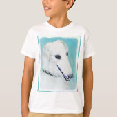 Borzoi (wit) schilderen - Kute Original Dog Art T-shirt (Voorkant)