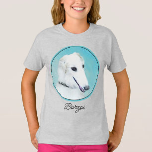 Borzoi (wit) schilderen - Kute Original Dog Art T- T-shirt