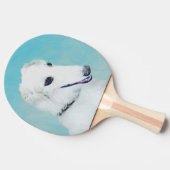 Borzoi (wit) schilderen - Kute Original Dog Art Tafeltennisbatje (Zijkant)