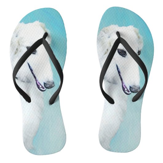 Borzoi (wit) schilderen - Kute Original Dog Art Teenslippers (Voetbed)