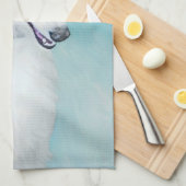 Borzoi (wit) schilderen - Kute Original Dog Art Theedoek (Quarter Fold)