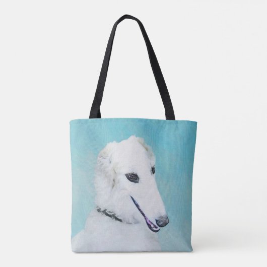 Borzoi (wit) schilderen - Kute Original Dog Art Tote Bag (Achterkant)