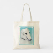 Borzoi (wit) schilderen - Kute Original Dog Art Tote Bag (Achterkant)