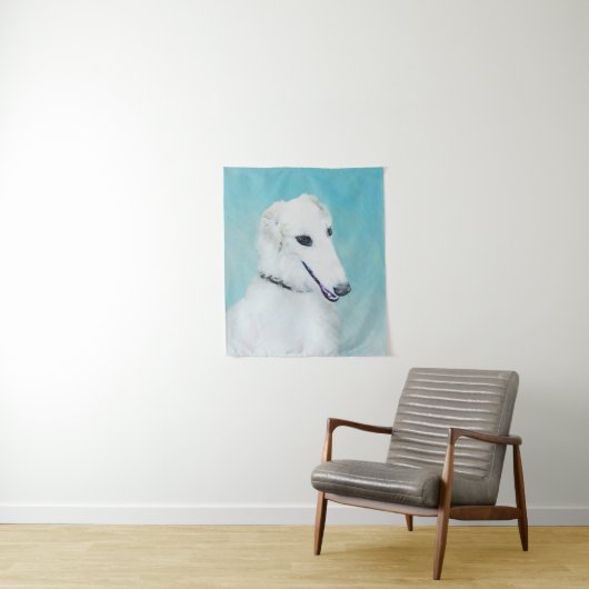 Borzoi (wit) schilderen - Kute Original Dog Art Wandkleed (In situ)