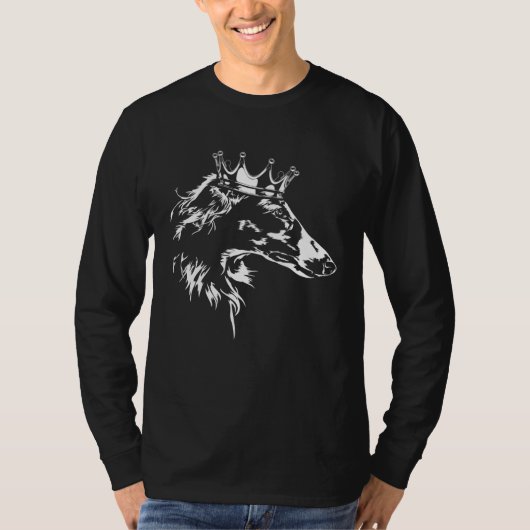 Borzoi with crown dog greyhound dog mom t-shirt (Voorkant)