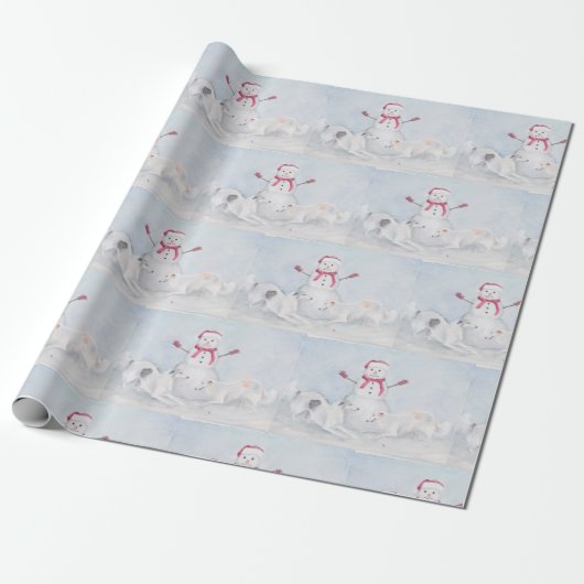 Borzoi Wolfhound Dog Art kerstpapier Cadeaupapier (Uitgerold)