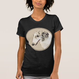 Borzoi (Zilver Brindle) Schilderij Originele Honde T-shirt