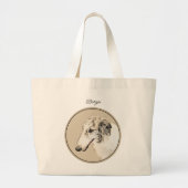 Borzoi Zilveren Brindle Schilderij Wolfshond Dog A Grote Tote Bag (Voorkant)
