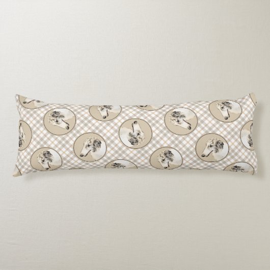 Borzoi Zilveren Brindle Schilderij Wolfshond Dog A Lichaamskussen (Voorkant)