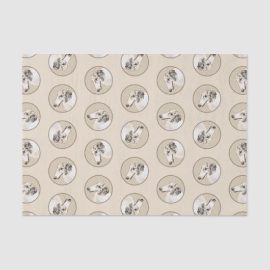 Borzoi Zilveren Brindle Schilderij Wolfshond Dog A Tissuepapier (Voorkant)