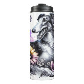 Borzoi's Grijswaarde Floral Grace Thermosbeker (Voorkant)