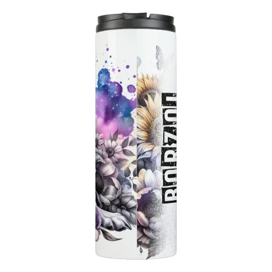 Borzoi's Grijswaarde Floral Grace Thermosbeker (Achterkant)