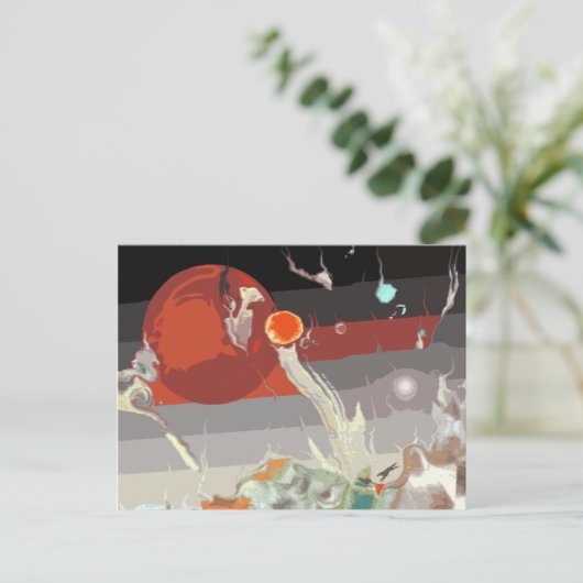 Borzois loopt in een fantastisch landschap briefkaart (Staand voorkant)