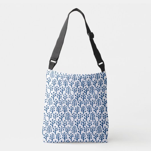 Bos 230823 - Shibori Blauw op Wit Crossbody Tas (Voorkant)