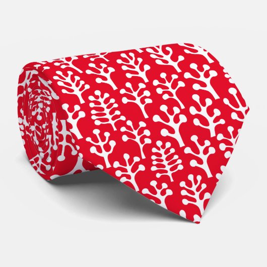 Bos 230823 - Wit op Rood Stropdas (Opgerold)