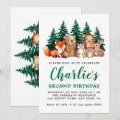 Bos 2e verjaardag bosdieren groen script kaart (Voorkant / Achterkant)