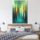 Bos, Abstracte kunst, Bomen, Moderne kunst, Kunstw Canvas Afdruk (Insitu (Slaapkamer))