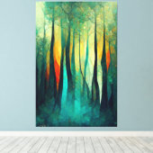 Bos, Abstracte kunst, Bomen, Moderne kunst, Kunstw Canvas Afdruk (Insitu (Houten vloer))