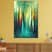 Bos, Abstracte kunst, Bomen, Moderne kunst, Kunstw Canvas Afdruk (Insitu (Woonkamer))