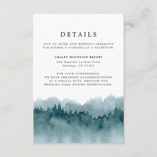 Bos Aquarel Trouwdetails Informatiekaartje (Voorkant)