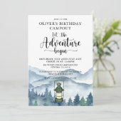 Bos Avontuur begint Camping Verjaardag Kaart (Staand voorkant)