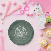 Bos avontuur begint citaat rustieke groene bruilof papieren bordje (Feest)