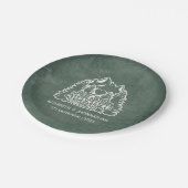 Bos avontuur begint citaat rustieke groene bruilof papieren bordje (Gekanteld)
