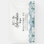 Bos Avontuur Bergen Blauw Betrokkenheidsfeest Spandoek (Verticaal)