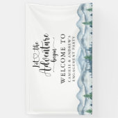 Bos Avontuur Bergen Blauwe Verlovingsfeest Spandoek (Verticaal)