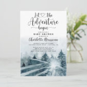 Bos Avontuur Blauw Groen Aquarel Baby Shower Kaart (Staand voorkant)