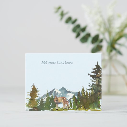 Bos Avontuur Rustieke Herten Briefkaart (Staand voorkant)