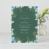 Bos Azuur Wilde Bloemen Bruiloft Kaart (Staand voorkant)