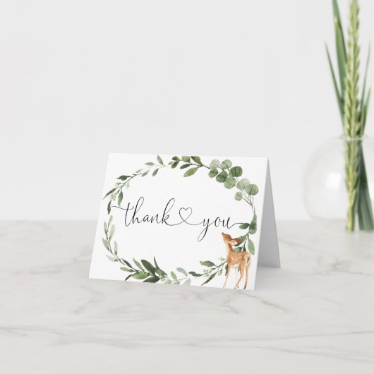 Bos baby hertengroen eucalyptus bedankkaart (Voorkant)
