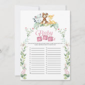 Bos Baby Shower Baby ABC's Spel Kaart (Voorkant)