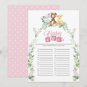 Bos Baby Shower Baby ABC's Spel Kaart (Voorkant / Achterkant)
