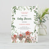 Bos Baby shower Bosdieren Groen Kaart (Staand voorkant)