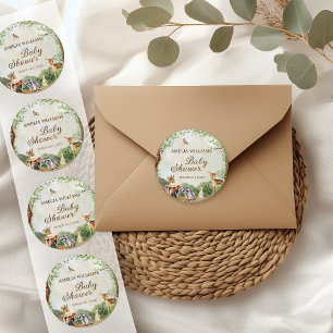 Bos Baby Shower Bosdieren Groene Planten Ronde Sticker