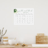 Bos baby shower datum raden kalender poster (Keuken)