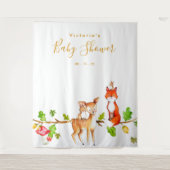 Bos Baby Shower Fotokiosk Achtergrond Wandkleed (Voorkant)