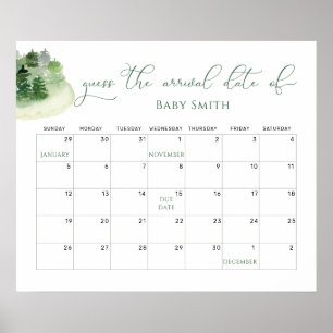 Bos baby shower gok de datum kalender poster