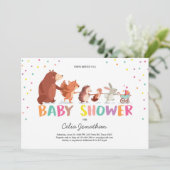 Bos Baby shower uitnodiging Bos dieren (Staand voorkant)