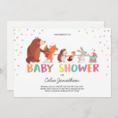 Bos Baby shower uitnodiging Bos dieren (Voorkant / Achterkant)