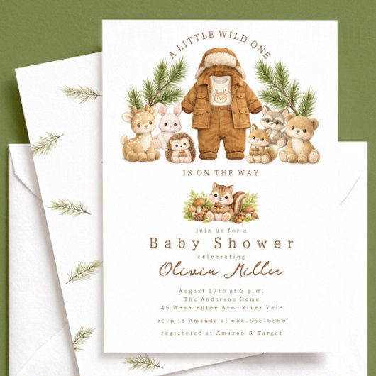 Bos Baby Shower Uitnodiging Jongen Rustiek