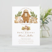 Bos Baby Shower Uitnodiging Jongen Rustiek (Staand voorkant)