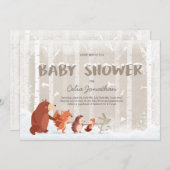 Bos Baby shower uitnodiging Wintersneeuwvlokken (Voorkant / Achterkant)