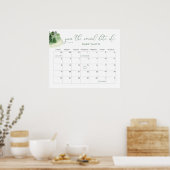 Bos babyshower Raad de datum kalender Poster (Keuken)