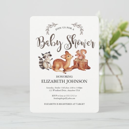 Bos-babyshoweruitnodiging Kaart (Staand voorkant)