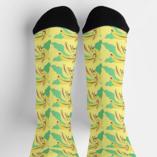 Bos Banaan fruit groen Patroon Blauw Sokken