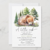 Bos Beer welp | Neutral Woodland Baby shower Kaart (Voorkant)