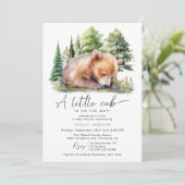 Bos Beer welp | Neutral Woodland Baby shower Kaart (Staand voorkant)